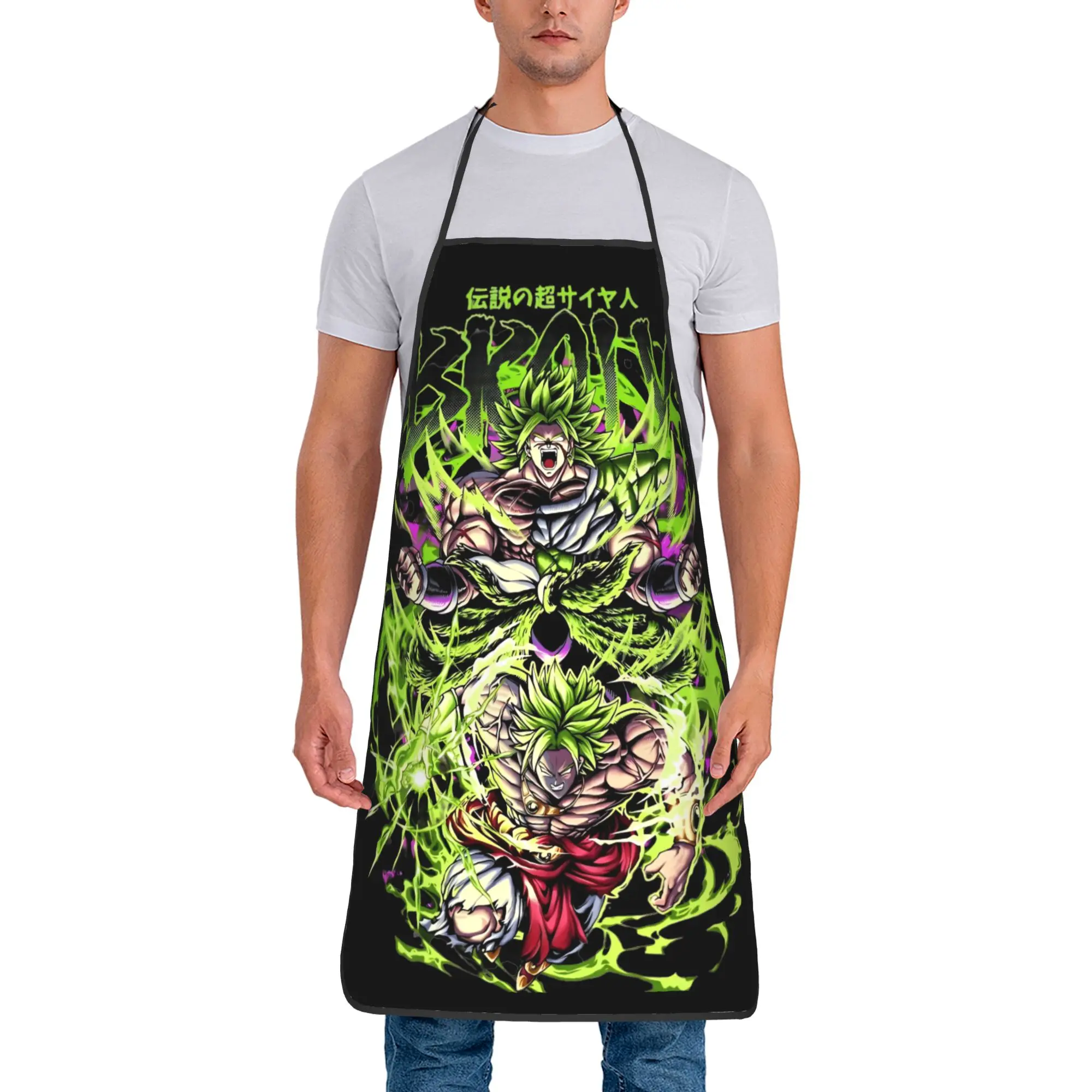 DBZ Broly Power Kitchen Grill Apron Adjustable  Pinafores for Men Women Chef Cooking Home Cleaning