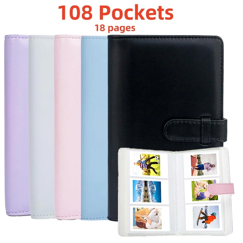 108-Fächer-Fotoalbum für Mini 2x3-Zoll-Filmkamera Aufbewahrung PU-Leder Stempelsammlungsbuch Mini-Fotopapier-Organizer