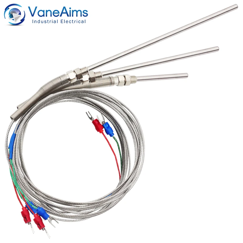 Type K J PT100 Thermocouple M8 50mm 100mm 150mm 200mm Compression Spring Probe Temperature Sensor with 0.5m 1m 2m 3m Cable Wire