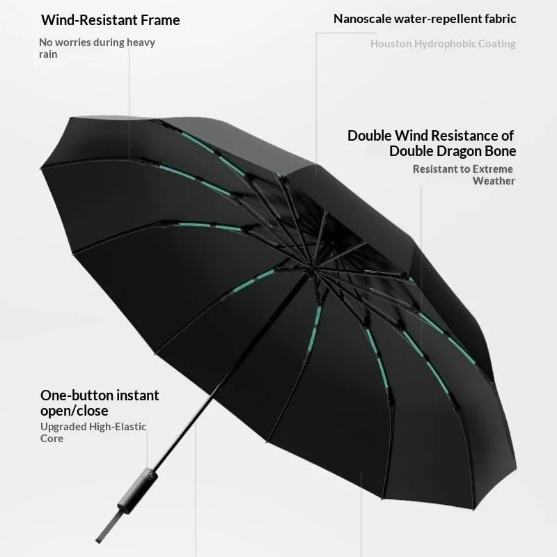 ZUODU Fully Automatic Reverse-Folding Strong Windproof 12K Durable Umbrella Rainproof UV Resistant Men and Women Large Parasol - view 2