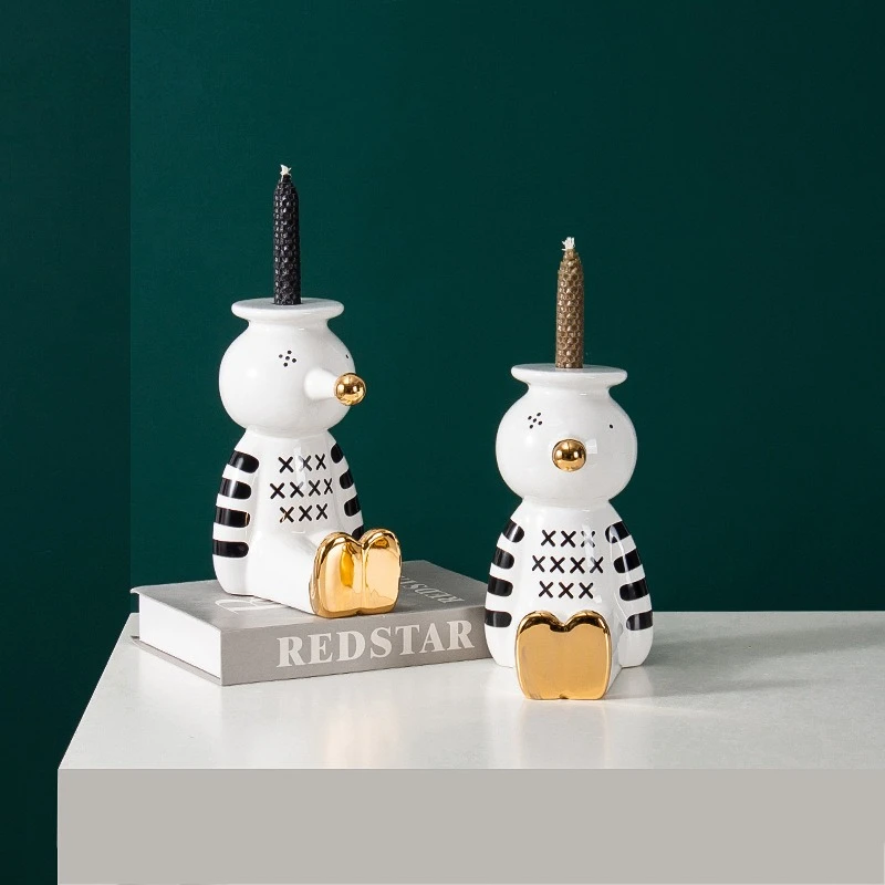 Modern Art Ceramic Candlestick Ornament Puppet Candlestick Creative Living Room Bedroom Desktop Decoration Crafts Christmas gift