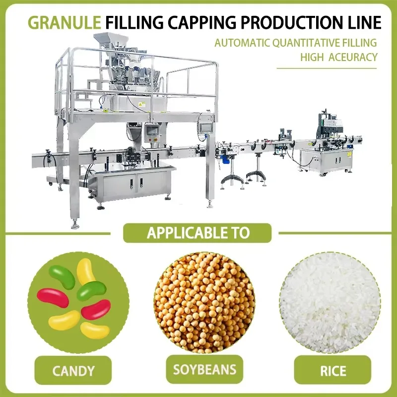 High Efficiency Automatic Canned Jar Bottle Pickles Small Granule Nuts Grains Salt Filling Capping Machine Production Line - view 3