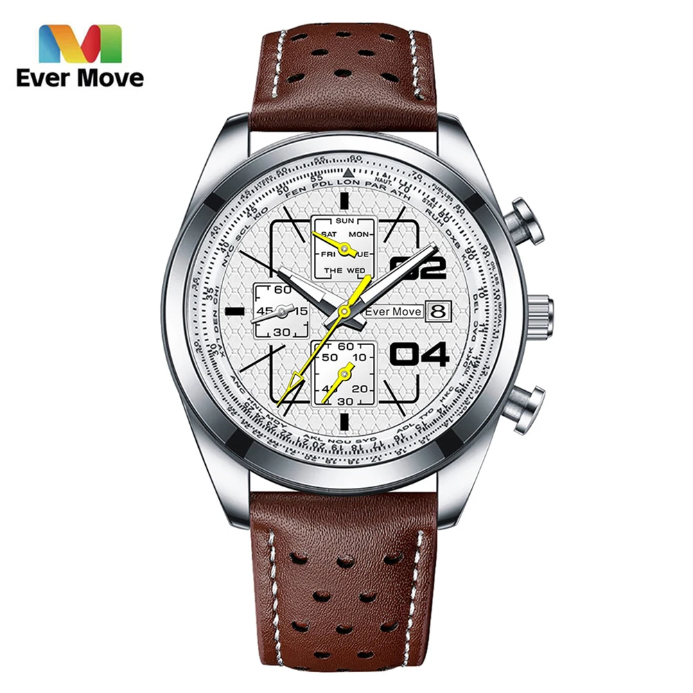 Every Move brand genuine leather leisure sports rectangular calendar quartz watch manufacturer wholesale cross-border e-commerce