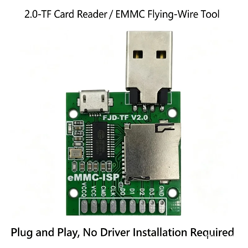 USB 2.0 AU6438BS Controller Card Reader, 3+1 Flying‑wire Design, with Mini Micro Interface, for Memory Card PC Connection