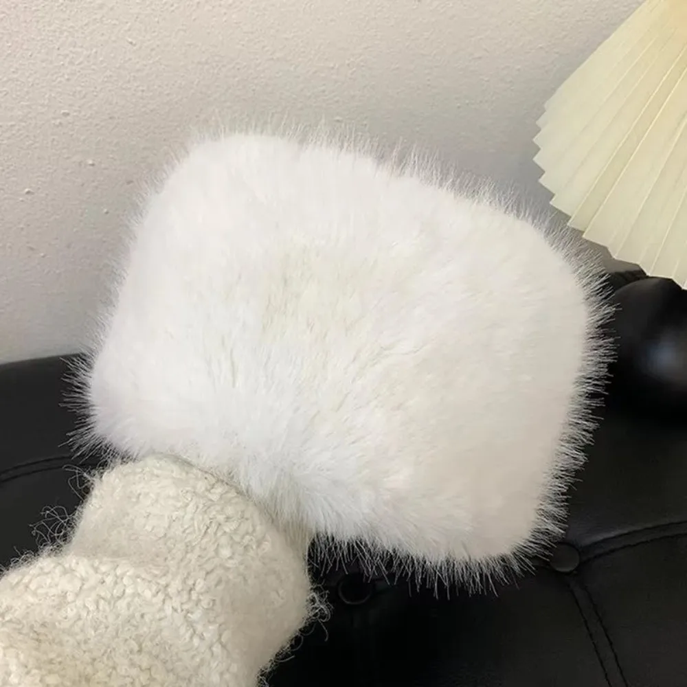 New Plush Fluffy Fur Bucket Hat Ear Protection Warm Fisherman Hat Soft Furry Panama Cap Winter