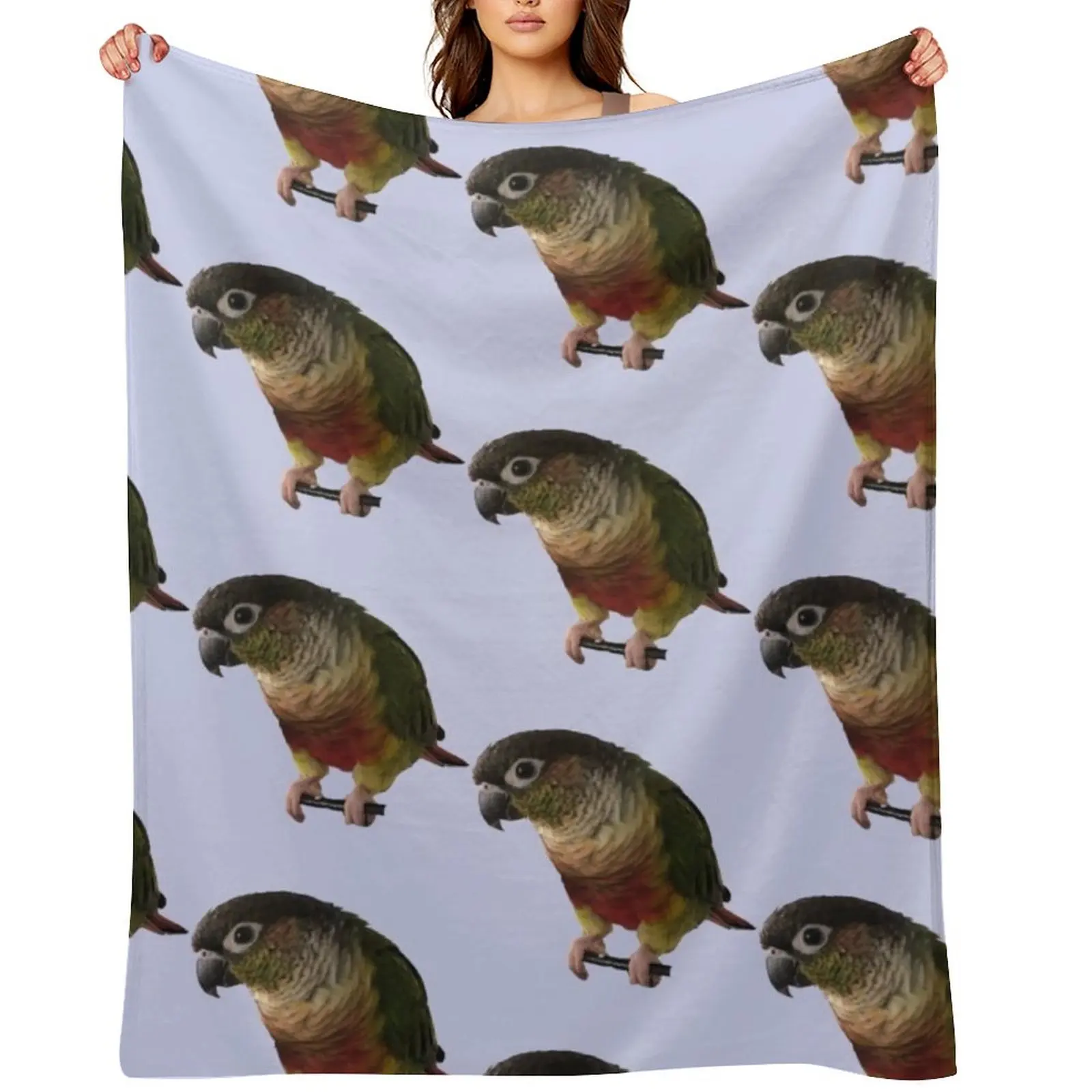 

Green Cheek Conure design Conure Small Parrot Parakeet Parrot lover Throw Blanket Single Retros Custom Blankets