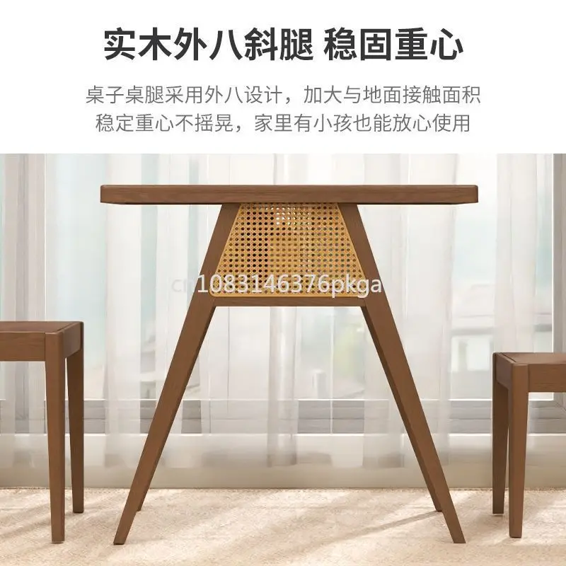 Solid Wood Balcony Small Table and Chairs Creative Leisure Living Room Dining Table and Chair Combination Furniture