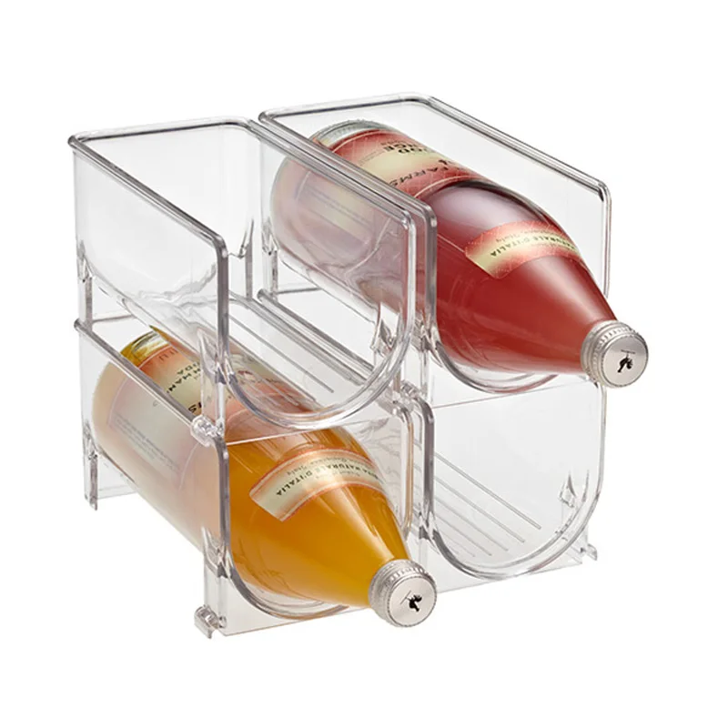 4Pack Refrigerator Organizer Kitchen Bottle Storage Rack Stackable Wine Holder Bottles Display Shelf Fridge