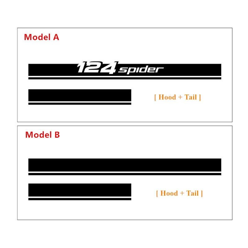 2PCS Car Hood Tail Decor Sticker For-Fiat 124 Spider Racing Accessories Sport Stripes DIY Film Customized Vinyl Decals