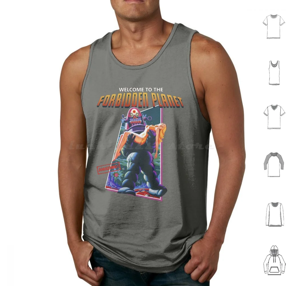 Forbidden Planet Camisetas sin mangas con estampado de algodón Forbidden Planet Leslie Nielsen Película Clásico Clásico Películas de culto Ciencia