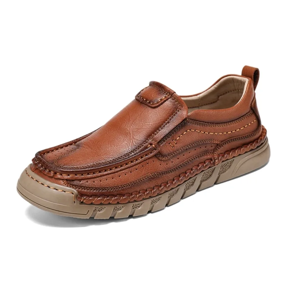 

New Fashion Men Casual Shoes Handmade Leather Loafers Comfortable Men's Shoes Quality Split Leather Flat Moccasins Men Sneakers