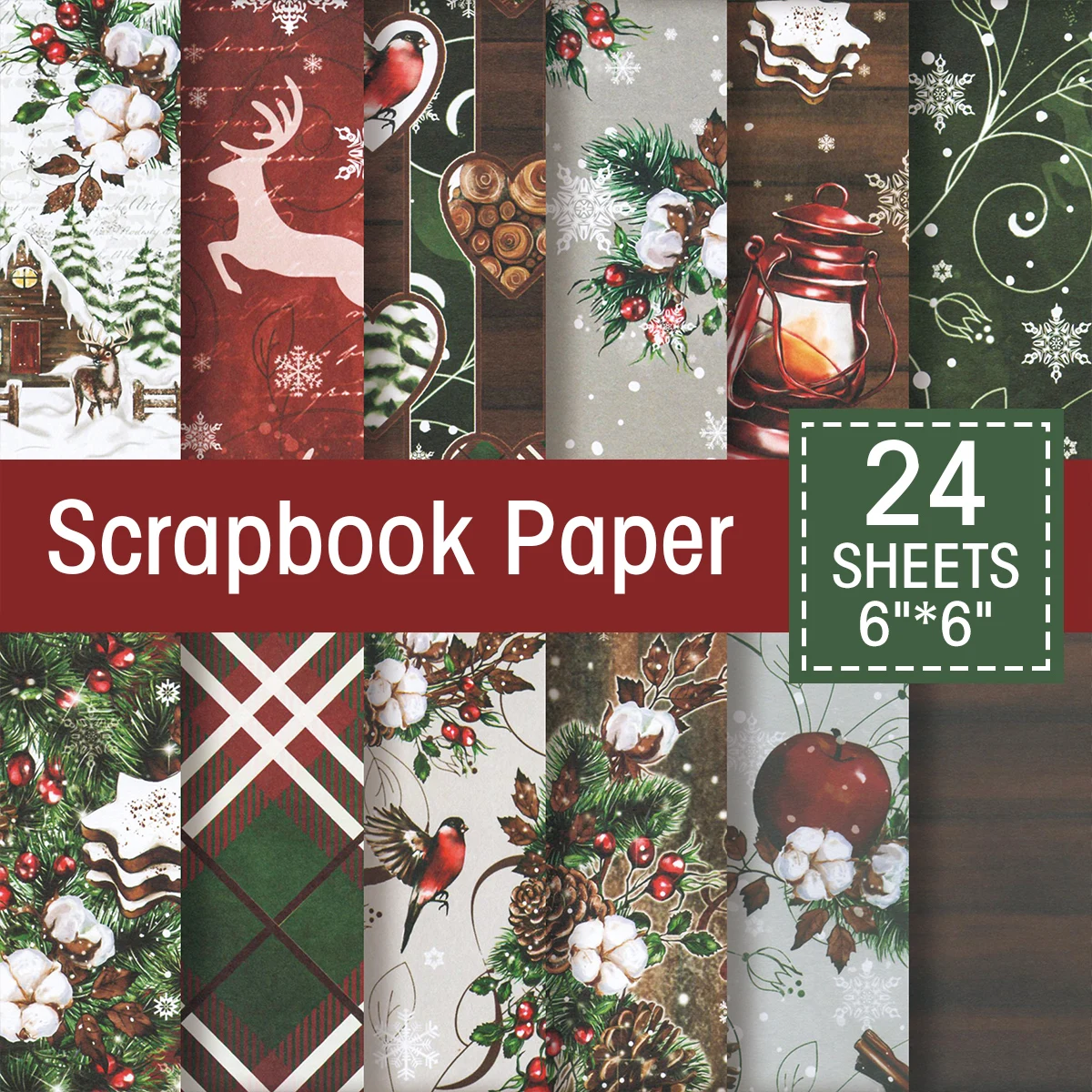 Frohe Weihnachten Sammelalbum Papier block 24 Blatt Schneeflocke Hirsch Muster einseitiges Bastel papier für Journal Scrap booking Lieferungen
