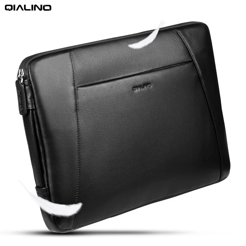 Imagem -05 - Qialino-pasta de Couro Genuíno para Macbook Pro Case Slim Vintage Manga Lisa Estojo 13 15 2023