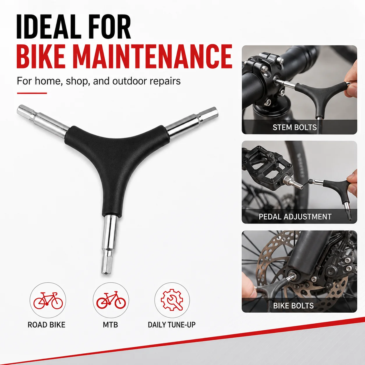 Fahrrad-Y-Steckschlüssel 8 9 10mm 3-Wege-Reparaturwerkzeug Tragbarer Inbusschlüssel für MTB Rennrad Fahrradwartung – Detail 5