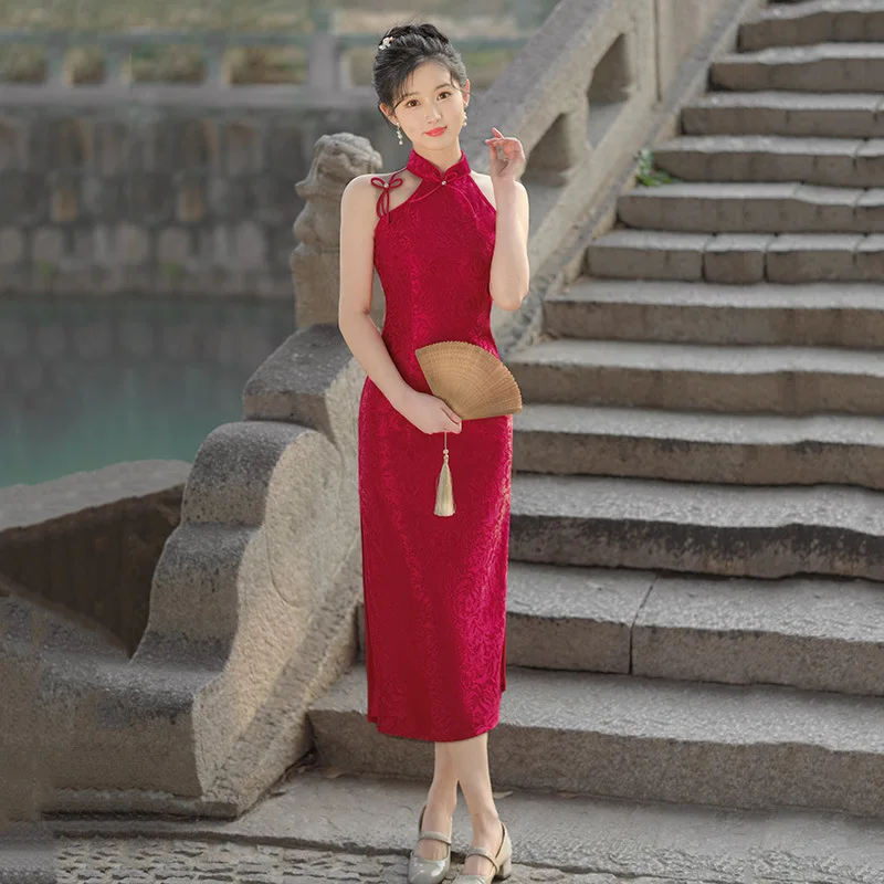 

Новое женское китайское платье Cheongsam, сексуальное Ципао без рукавов, элегантное свадебное платье невесты 2024, облегающее Ципао в стиле ретро для молодых девушек