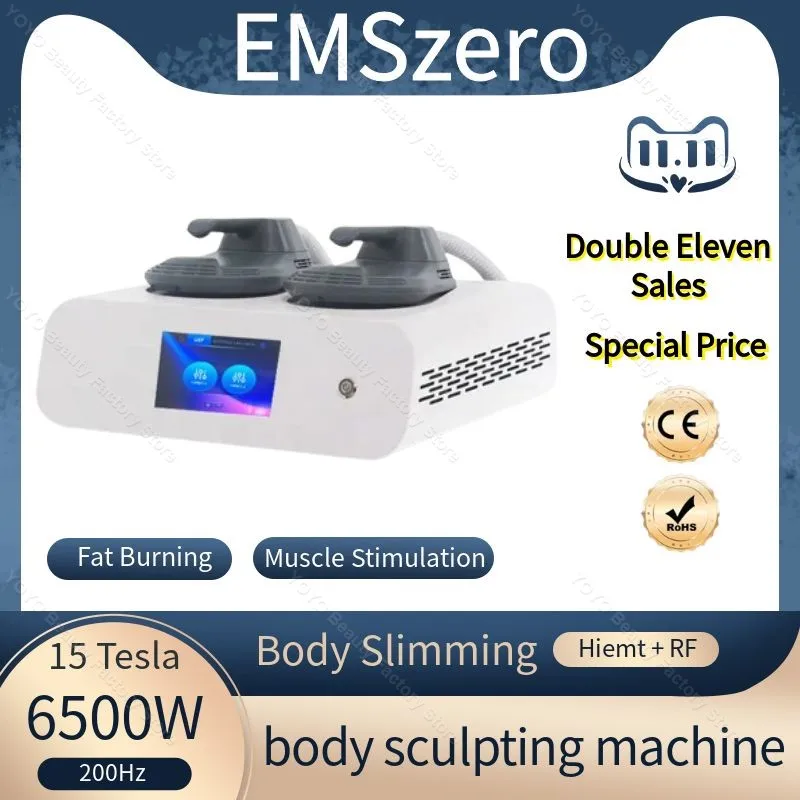 

New Upgrade Emszero 15 Tesla 6500w 200HZ EMS Body Sculpting Machine Hiemt RF muscle build Weight Loss body contouring machine