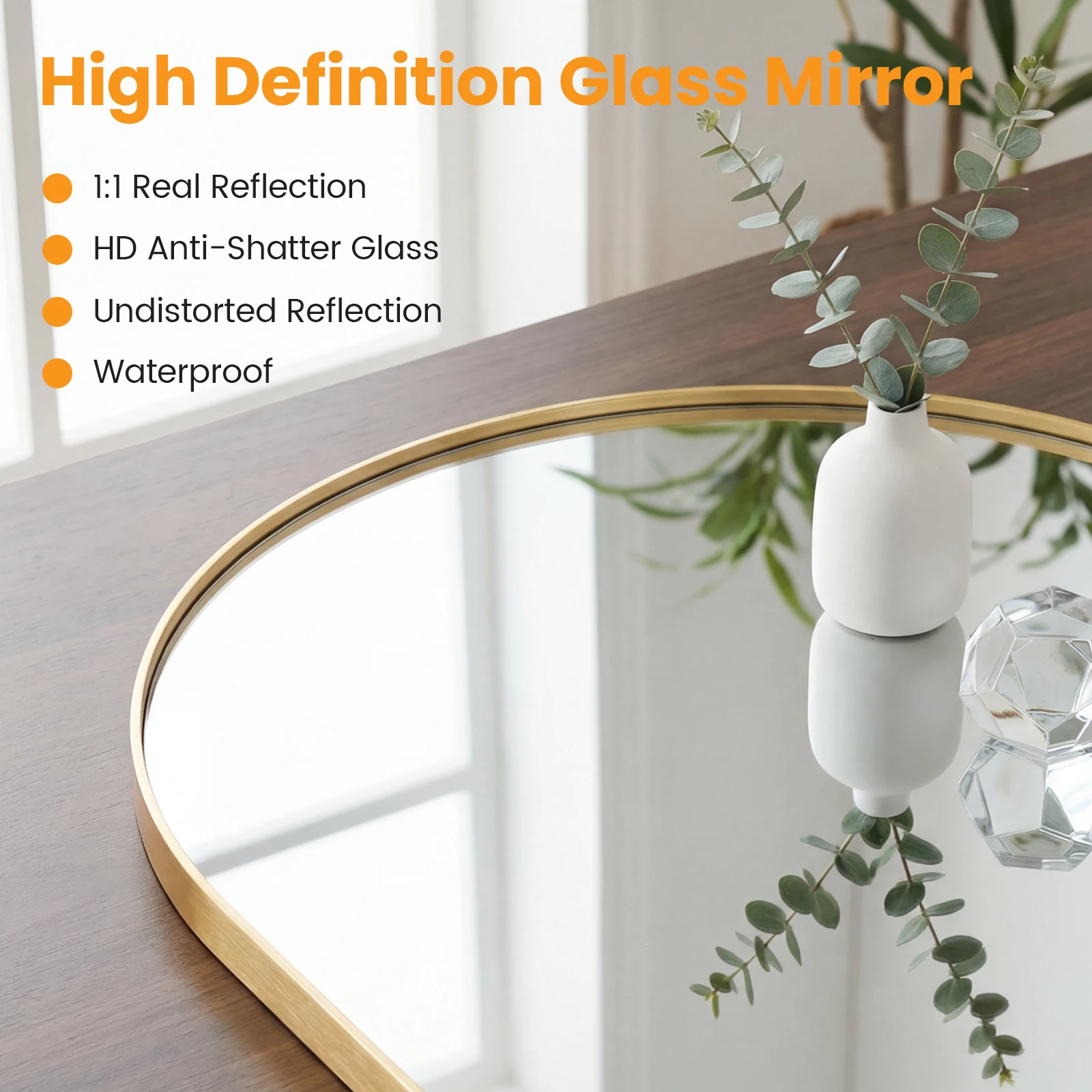 กระจกติดผนังทรงโค้ง JHK Groove - Home Living Bathroom Vanity บทวิจารณ์และราคา