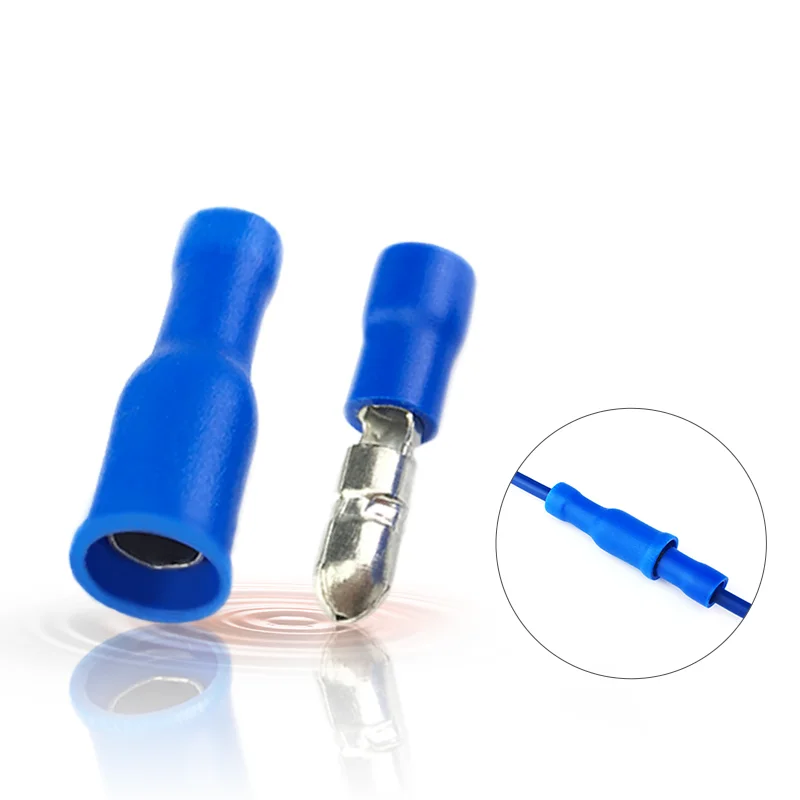 50pcs Blue Male Female Bullet Insulated Connector Crimp Terminals Wiring Cable Plug FRD2-156 FRD2.5-156 MPD2-156 MPD2.5-156 Hot