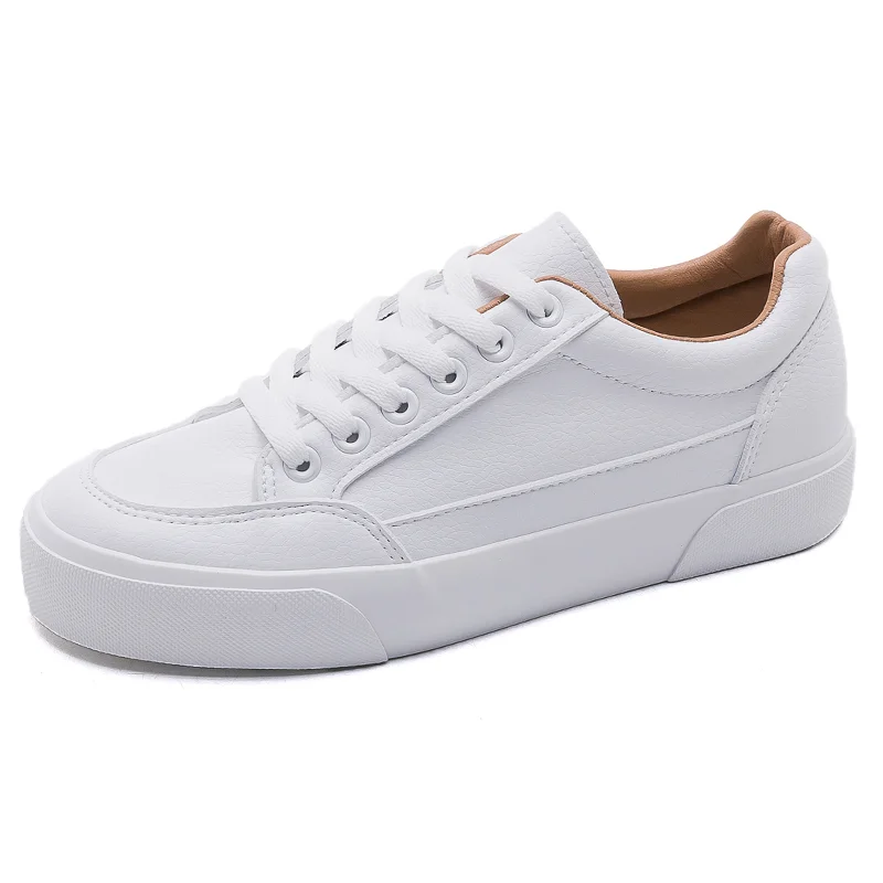 Women Vulcanized Shoes Fashion PU Leather Woman Flats Shoes Spring Trend Casual Sport Shoes White Sneakers Female Platform Shoes