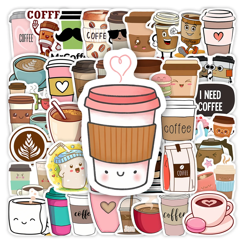 

Fun Cartoon Coffee Stickers DIY Kids Toys Drink Gift Waterproof Decal for Scrapbook Laptop Phone Luggage Bottles Decorative