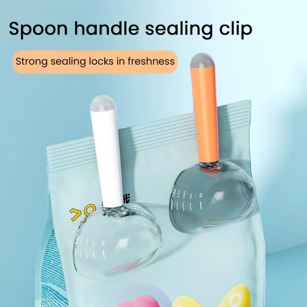 19cm Dog Food Scoop Multi Purpose Plastic Pet Food Measuring Cup With Long Handle 2-in-1 Sealing Clip For Dogs Cats Birds Food