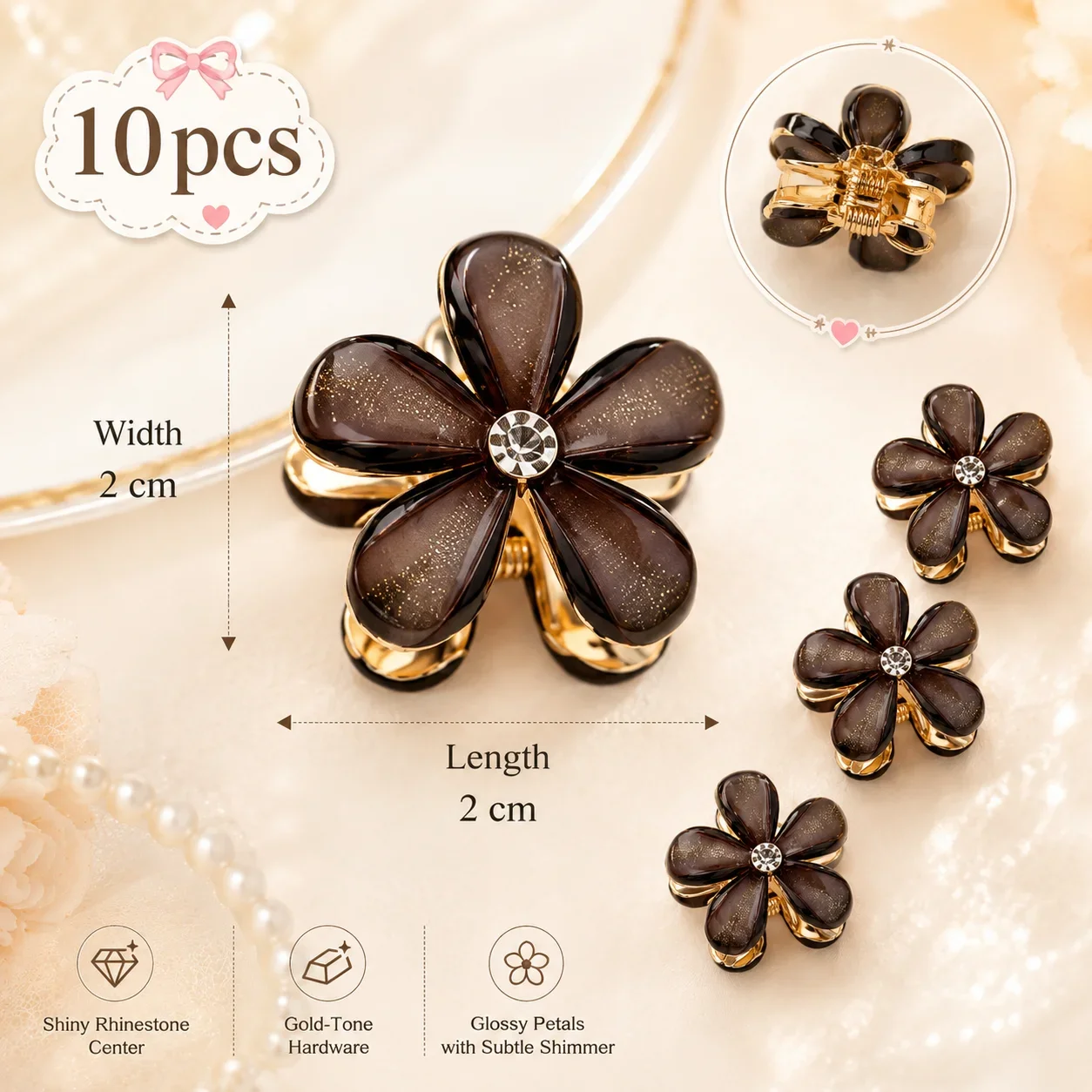 10/30pcs Flower Shaped Hair Grab Clips Faux Pearl Decorative Hair Barrettes Cute Exquisite Sweet Teenage Girl Hair Accessories