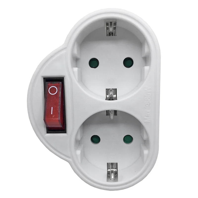 A10Z-EU Standard Multiple Plug 250V 16A Double Socket Conversion Socket with Outlet Switch Plug Power Adapter Socket EU