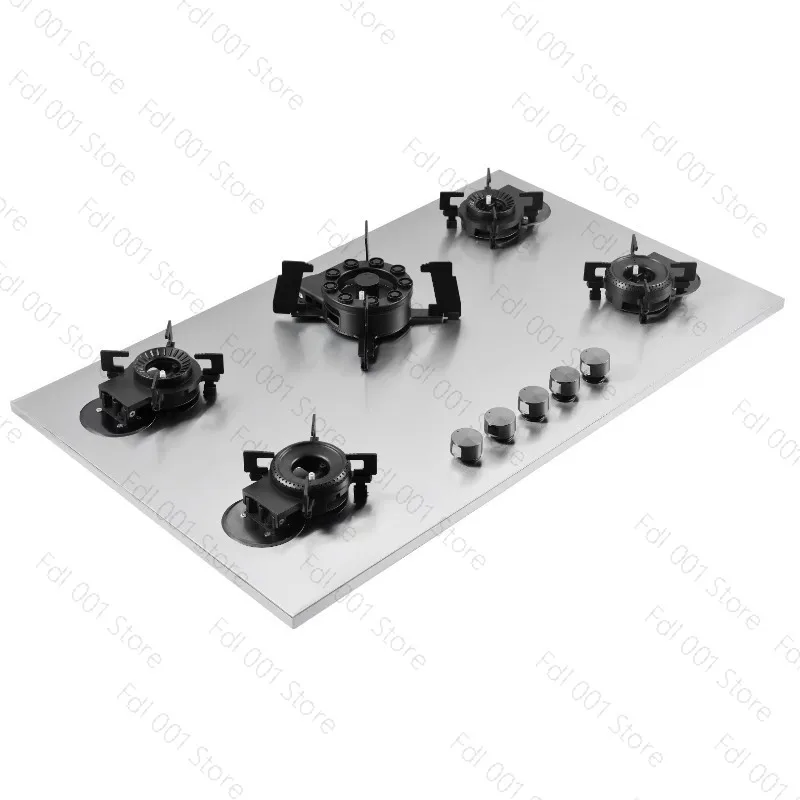 5 Burner Gas Cooktop with Glass Panel for Home LPG Stove
