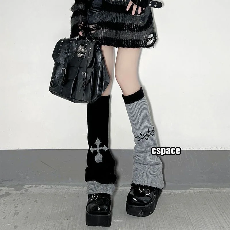 Japanese Lolita Wide Leg Sock Cross Gothic Style Tall Wide Leg Sock JK Cos Tall Leg Warmer view 3