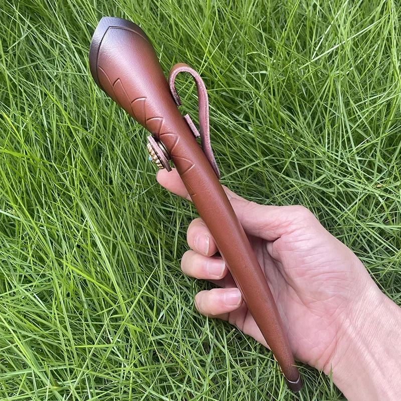 24cm Universal Fixed Blade Knife Cover Golden Flower Buckle Cowhide Knife Leather Sheath Home DIY Knife Accessories Supplies image 6