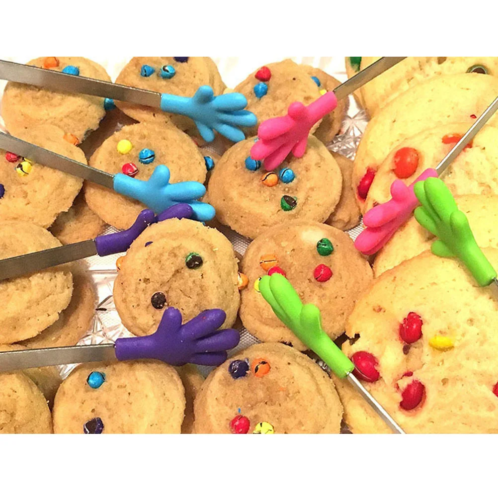 

5Pcs Silicone Kitchen Tongs Mini Stainless Steel Food Tongs Heat Resistant Odor Free Perfect for Party Buffet Candy Bar Salad