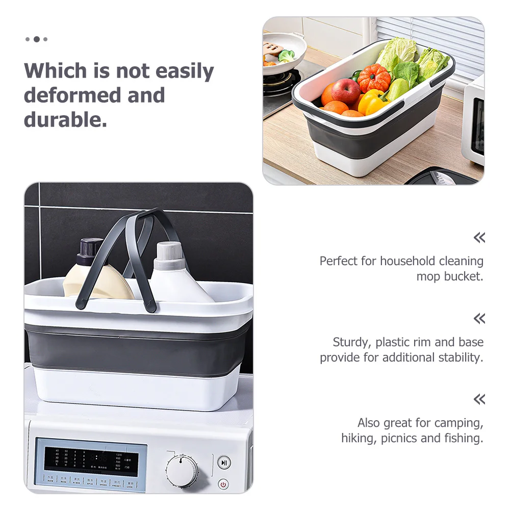 

Portable Folding Mop Bucket Durable Plastic Bucket with Handle for Household Cleaning Camping Hiking Picnic Fishing