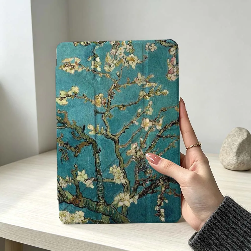 Art Apricot Blossom Pattern For Samsung Galaxy Tab S10 S9 S8 S7 S6 A11 A10 A9 FE Plus Lite Foldable 3Y Tablet Case Soft 5