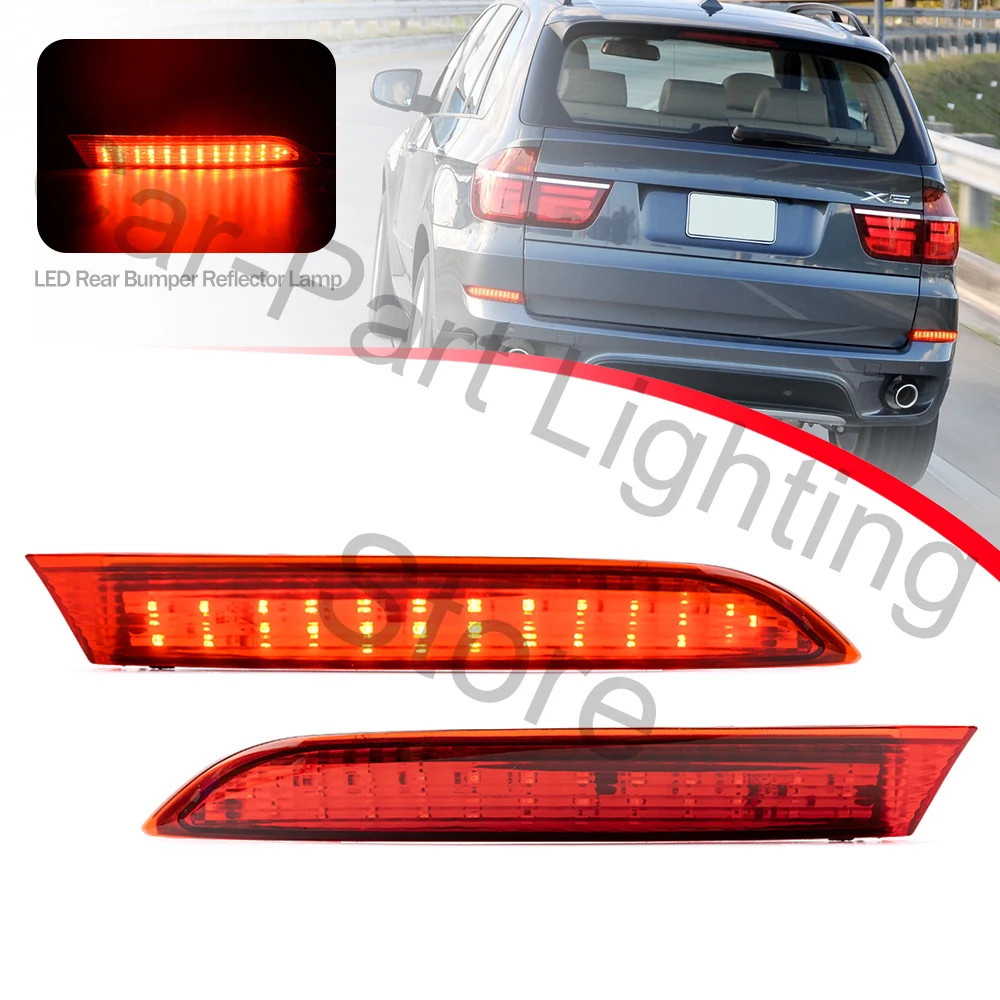 

2PCS Red LED Car Rear Bumper Reflector Tail Brake Stop Light For BMW X5 E70 2007-2013 Brake Tail Lamp Third 3rd Brake Light