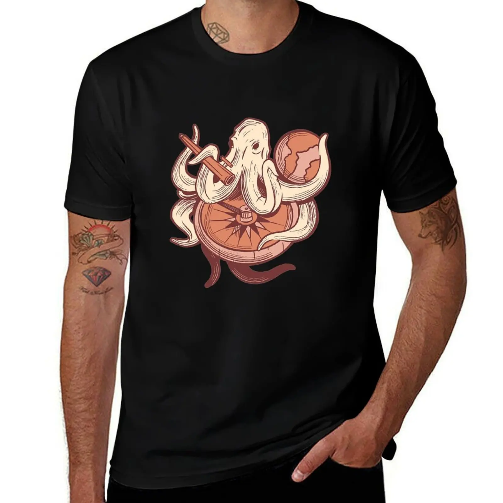 Octopus Planet Earth Universe Knowledge Tools Astronomy T-Shirt Industrial Work Tee Shirt T-Shirt