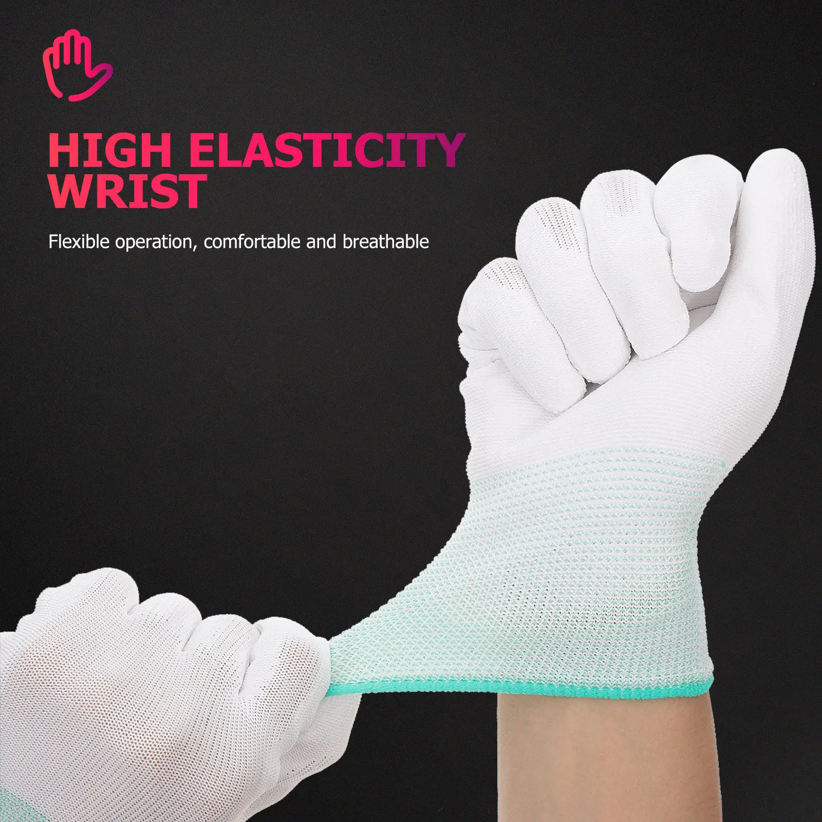 

12Pcs Nylon Anti Static Gloves PU Coated Fingers Safety Work Gloves for Electrical Gardening Construction Use Dust Glove