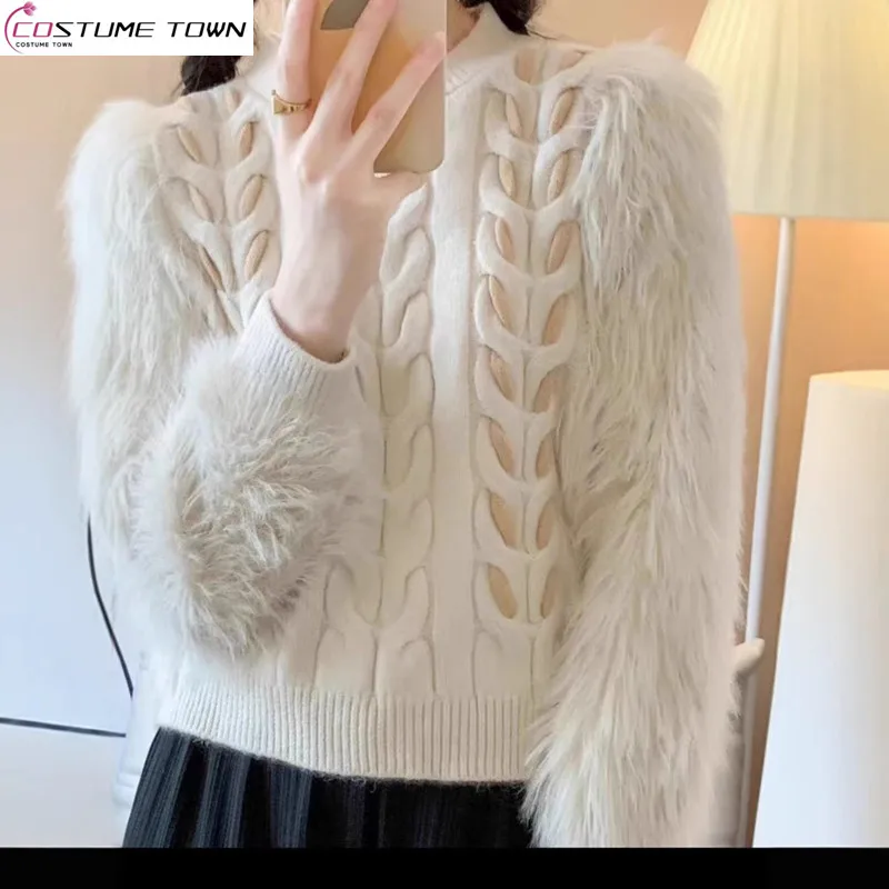 

Autumn and winter Korean version new imitation mink fur high-end atmosphere knitted sweater