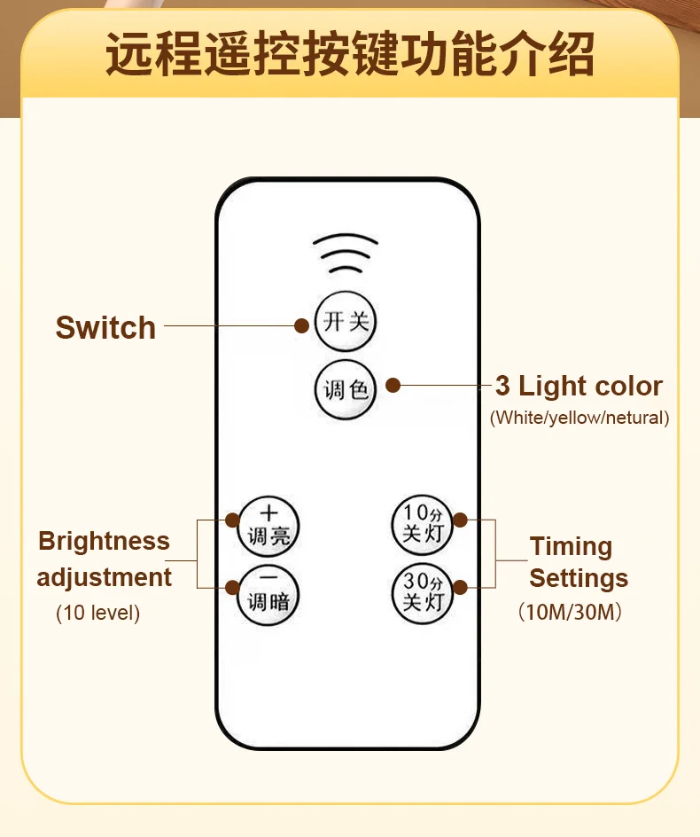 LED ポータブルランタンリモコンナイトライトフック付きキャンプランプタッチ調光可能な寝室の横に投光器作業ランプ