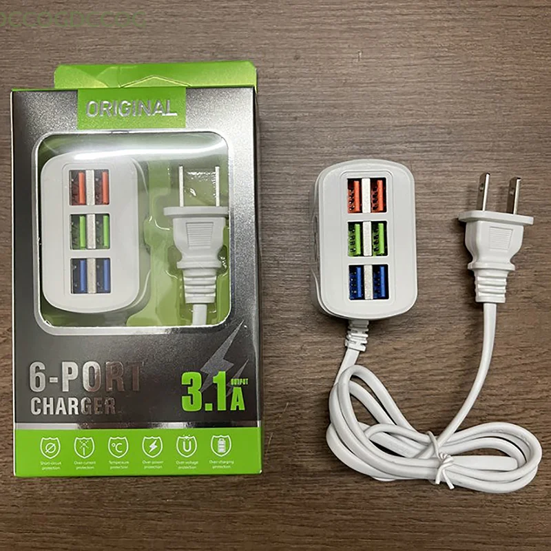 

Mini Extension Socket HUB Splitter Phone Charger USB Power Strip Multifunctional Quick Charging 6 Ports USB