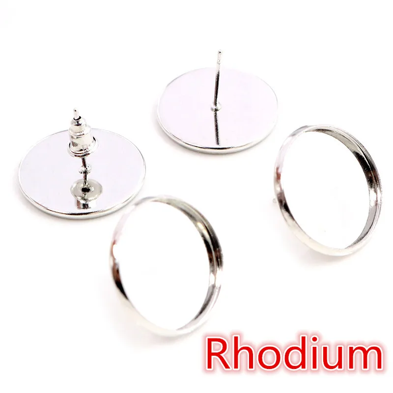 6/8/10/12/14/16/18/20mm Classic Colors High Quality Stainless Iron Earring Studs(with Ear plug) Base,Fit 6-20mm Glass Cabochons