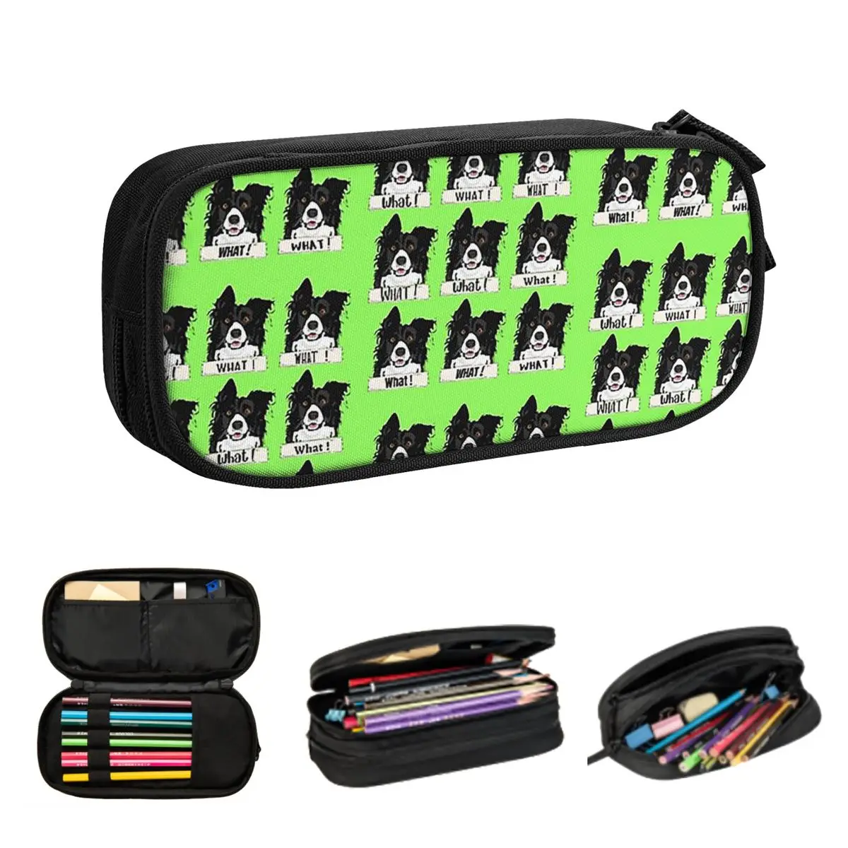 Border Collie What Stickers And Gifts Pencil Cases Large Storage Pen Bags Pen Box Pencil Pouch For Boys Girls Student Stationery