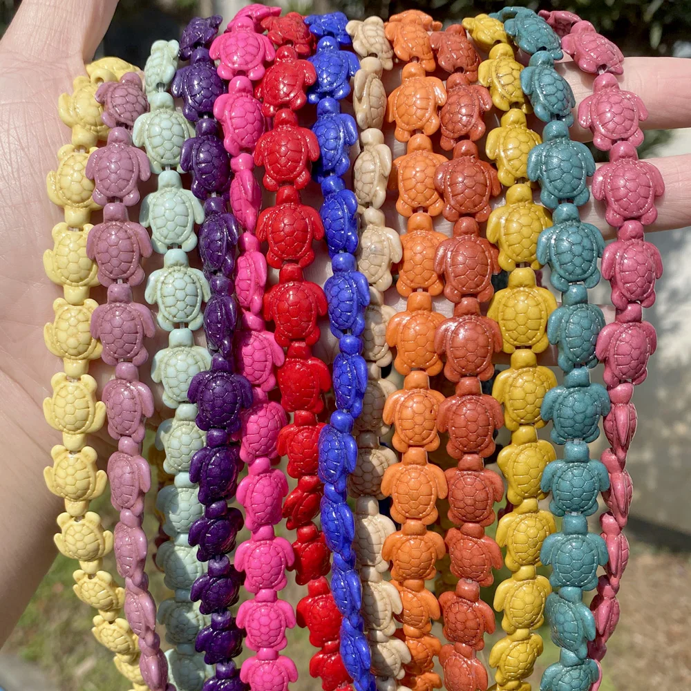 Perles colorées en pierre Turquoises, tortue de mer, 14x17mm, perles d'espacement amples pour la fabrication de bijoux, bracelet et collier faits à la main
