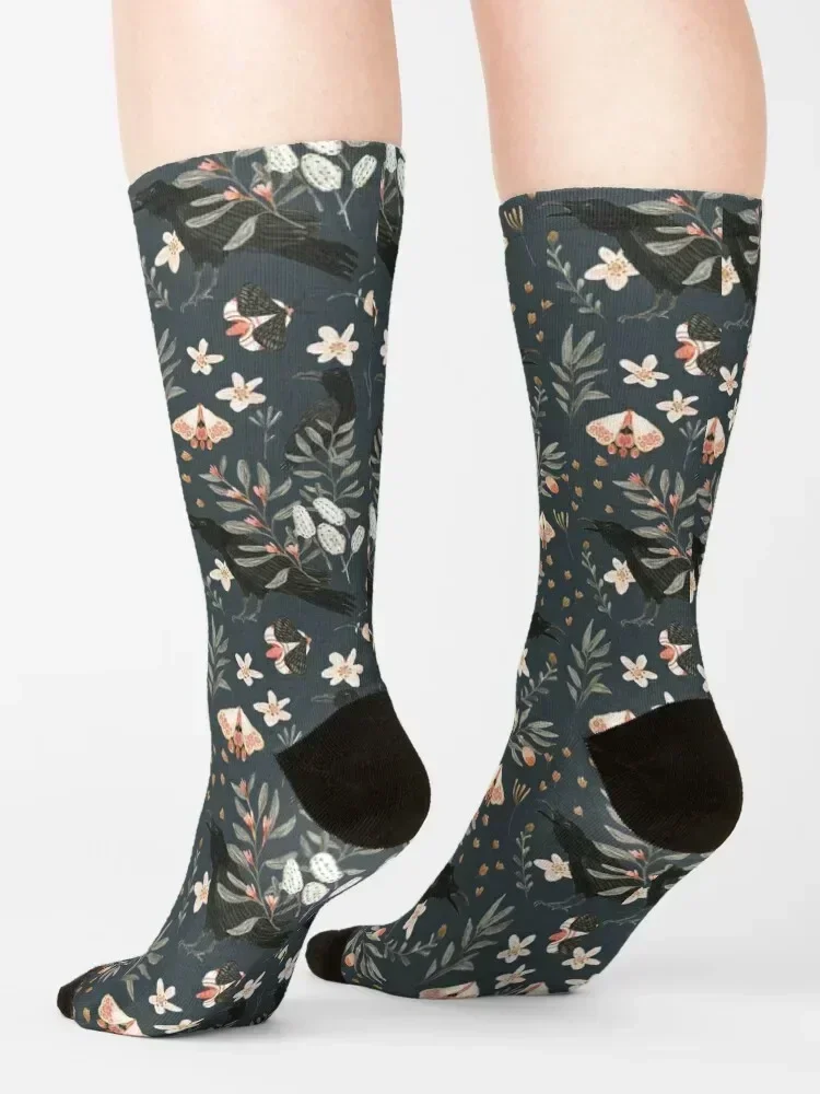 Black Crow and Butterflies Socks gift Thermal man winter compression Stockings compression Women Socks Men's