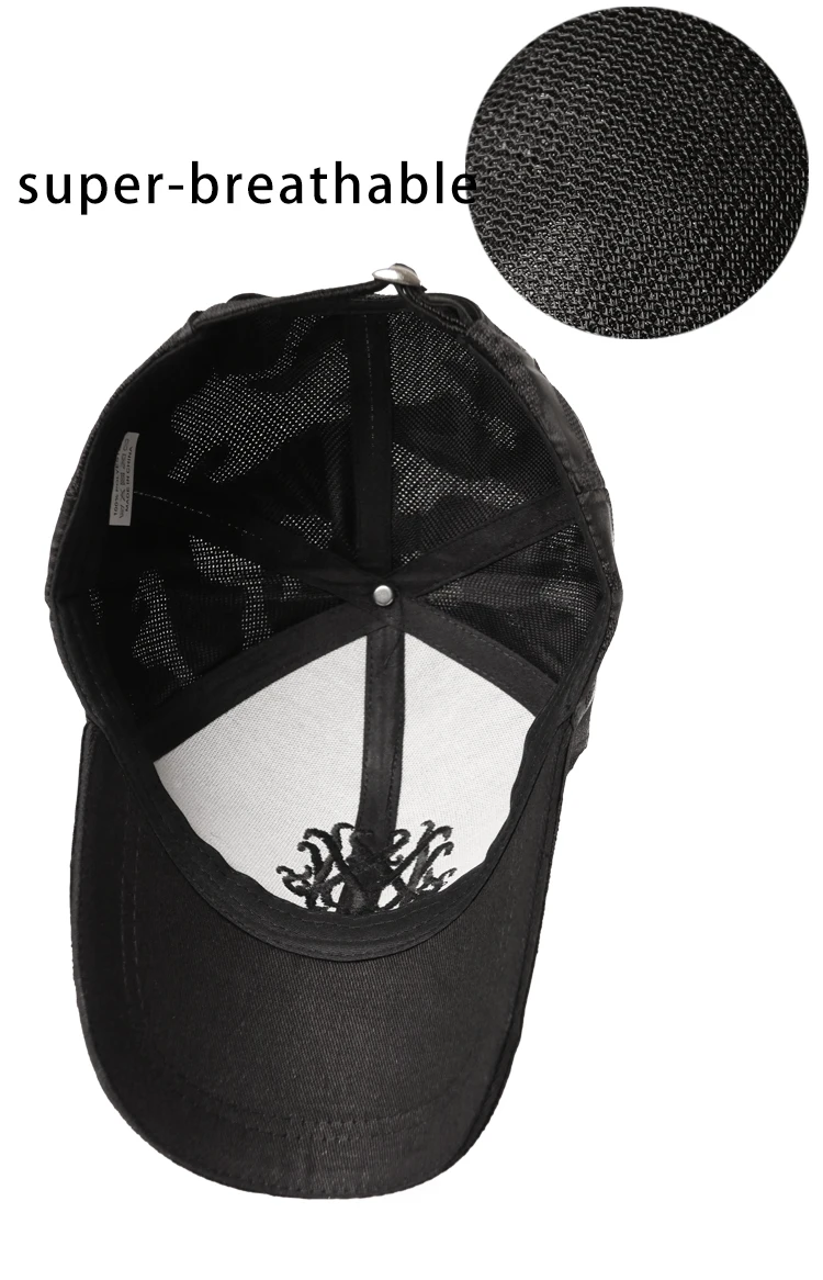 Gorra de béisbol con bordado de camuflaje para hombre y mujer, gorro deportivo de malla, diseño Hip Hop, Snapback