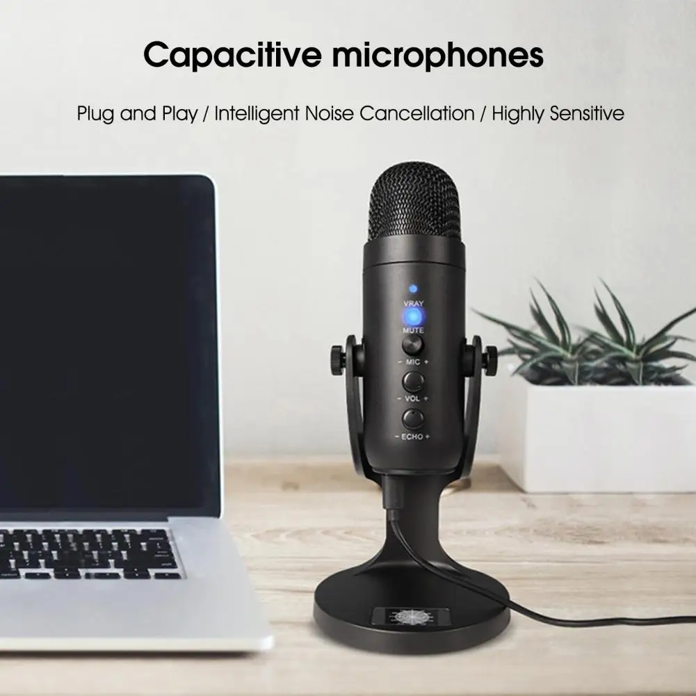 MU900 Condenser Microphone High Sensitivity Intelligent Noise Reduction Plug Play USB Streaming Recording Microphone For Meeting