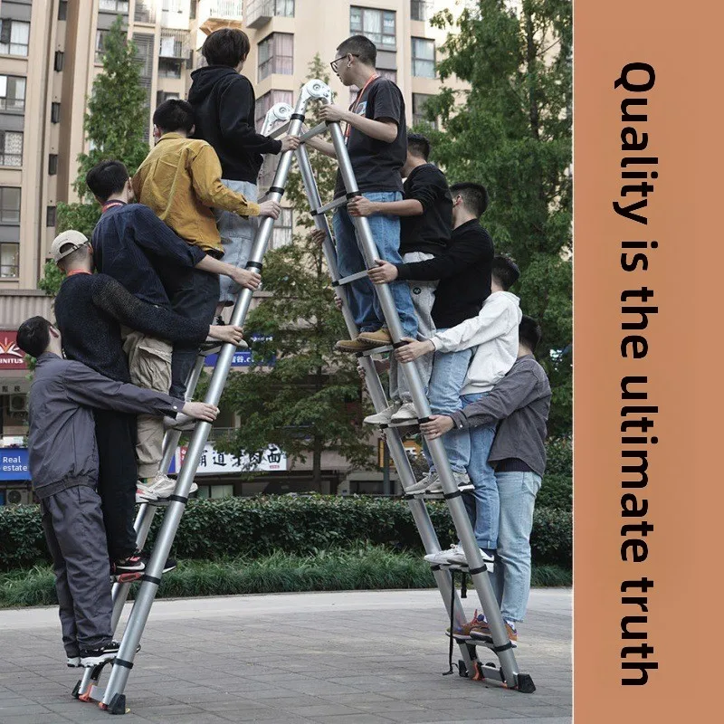 Aluminum Alloy Telescoping Multi Function Portable A Frame Ladder Foldable Adjustable Home Use Ladder Foldable Folding Ladder