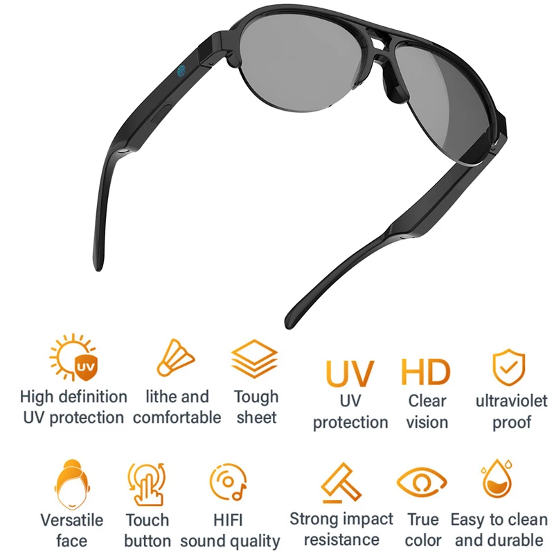 

Умные солнцезащитные очки унисекс: Bluetooth-вызов, наушники HIFI, защита от ультрафиолета, водонепроницаемые для активного отдыха