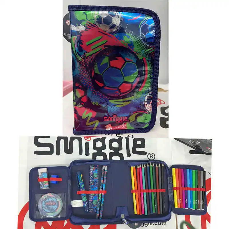 ใหม่ออสเตรเลีย Smiggle ความจุขนาดใหญ่น้ําหนักเบาฟุตบอลกระเป๋าเป้สะพายหลังถุงอาหารกลางวันกระเป๋าดินสอกระเป๋าเป้สะพายหลังอะนิเมะนักเรียนของขวัญ