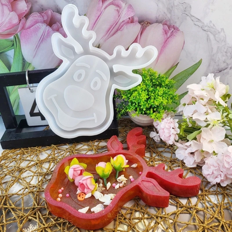 Silicone Reindeer Tray Mold Table Decorative Plate Moulds Suitable for Christmas Decorations and Unique Present Dropshipping