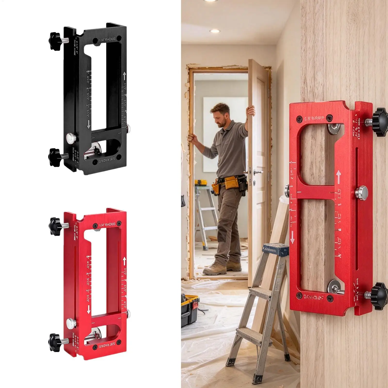 Hinge Jig Mortise Latch Lock Knob Aluminum Alloy Guides Door Hinge Template Kit For Latch Lock Knob Cabinet Frame Installation